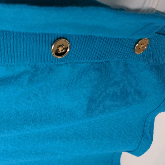 Talbots Size L Blue Jersey 100% Cotton with Two Silver Buttons on Each Side - Picture 2 of 4